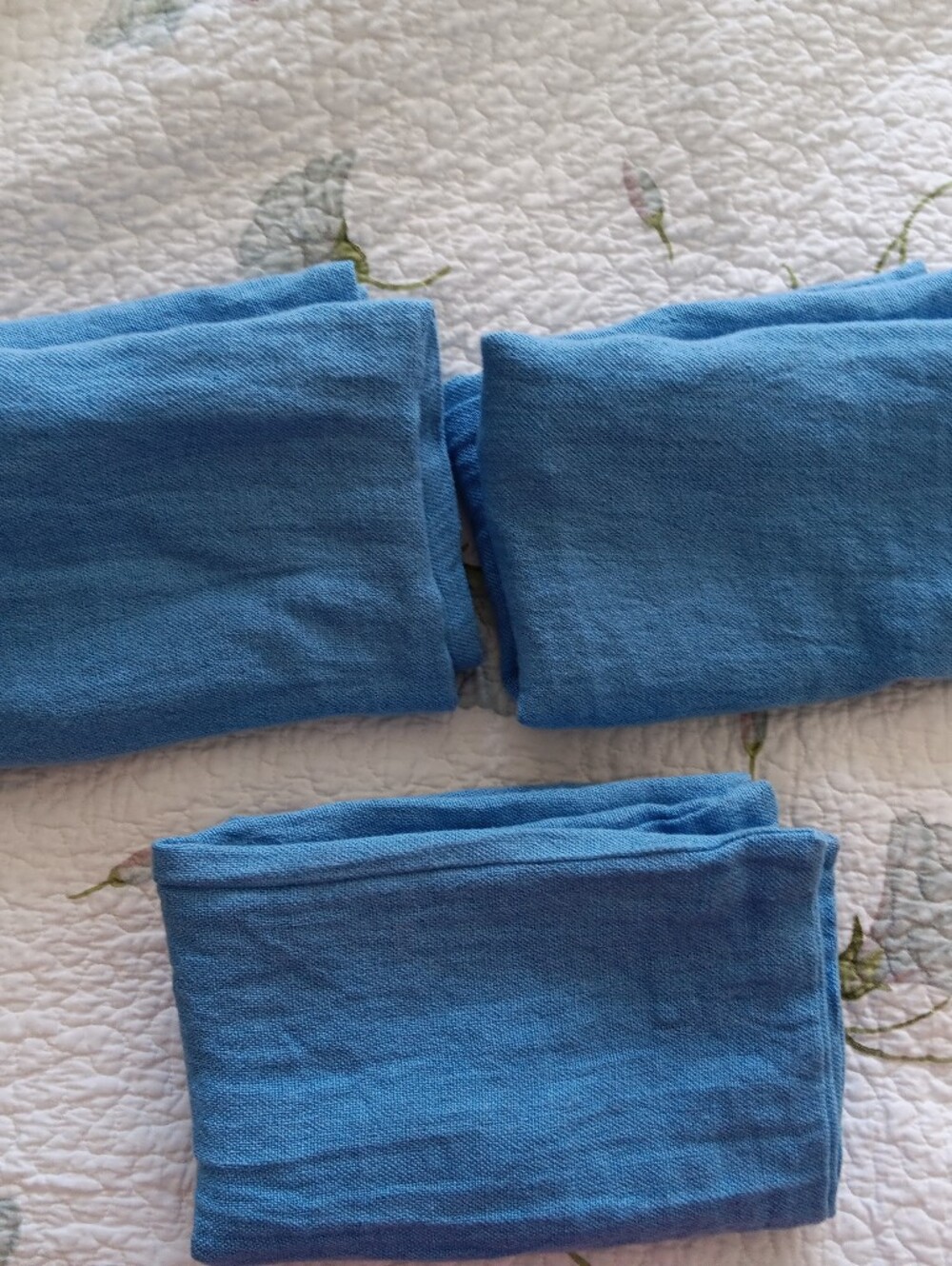 3 - Annie Selke C3 French Blue 100% Linen Pillow Shams Tie Closure 26" X 20" EUC